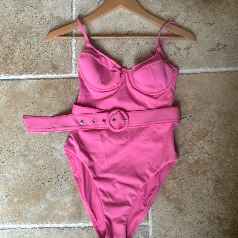 Jonathan Simkhai Belted Underwire One Piece Swimsuit